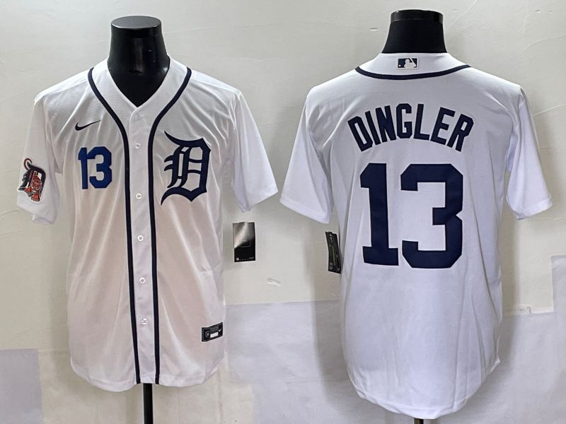 Men 2025 Detroit Tigers #13 Dingler White Game Nike MLB Jersey style 8->detroit tigers->MLB Jersey